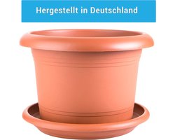Set van 4 Grote Terracotta-look Plantenpotten met Onderzetters – foto 4