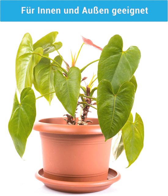 Set van 4 Grote Terracotta-look Plantenpotten met Onderzetters – foto 6