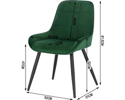 Luxe Eetkamerstoel Set - Donkergroen Fluweel - Ergonomisch Ontwerp (6 Stuks) – foto 2
