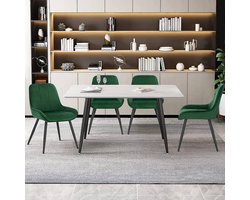 Luxe Eetkamerstoel Set - Donkergroen Fluweel - Ergonomisch Ontwerp (6 Stuks) – foto 4