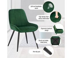 Luxe Eetkamerstoel Set - Donkergroen Fluweel - Ergonomisch Ontwerp (6 Stuks) – foto 6