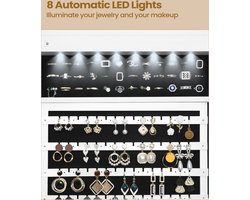 Sieradenkast met Spiegel, LED-verlichting en Wielen voor Optimale Organisatie – foto 4