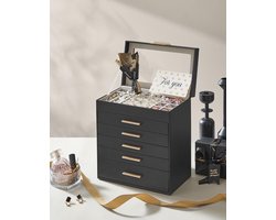 Luxe Sieraden Opbergdoos - 360° Draaibaar met Diverse Vakken – foto 3