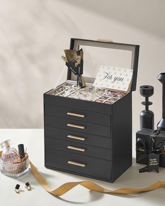 Luxe Sieraden Opbergdoos - 360° Draaibaar met Diverse Vakken – foto 4