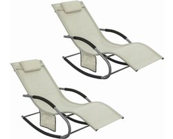 Luxe Schommelligbed Set van 2 - Metaal met Ademend Ligvlak - Beige/Zwart – foto 6