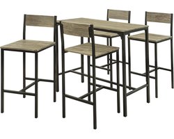Complete Bartafelset met 4 Comfortabele Barkrukken - Naturel/Zwart – foto 1