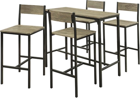 Complete Bartafelset met 4 Comfortabele Barkrukken - Naturel/Zwart – foto 2