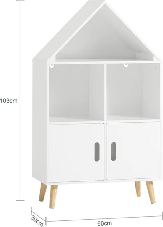Betoverende Kinderboekenkast met Kasteellook - Wit MDF en Grenenhout – foto 5