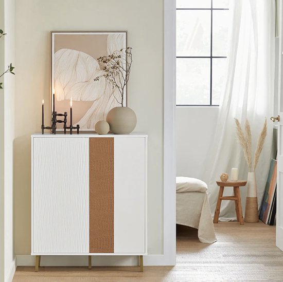 Elegant Dressoir met Verstelbare Legplanken - Wit/Bruin – foto 1