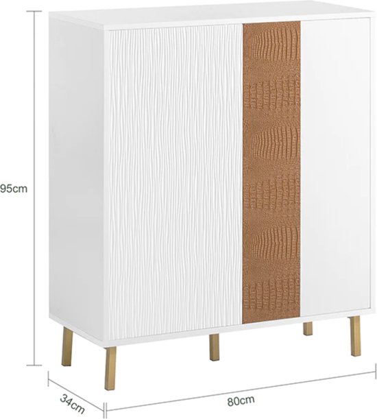 Elegant Dressoir met Verstelbare Legplanken - Wit/Bruin – foto 5