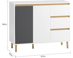 Modern Dressoir met Opbergruimte - Wit, Grijs en Goud – foto 6