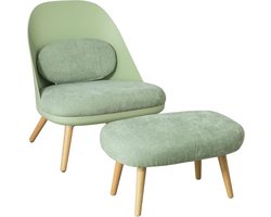 Comfortabele Fauteuil Set - Mintgroen met Voetenbank en Vloerbescherming – foto 2