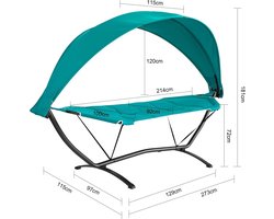 Comfortabele Hangmat met UV-beschermende Luifel - Turkoois – foto 4