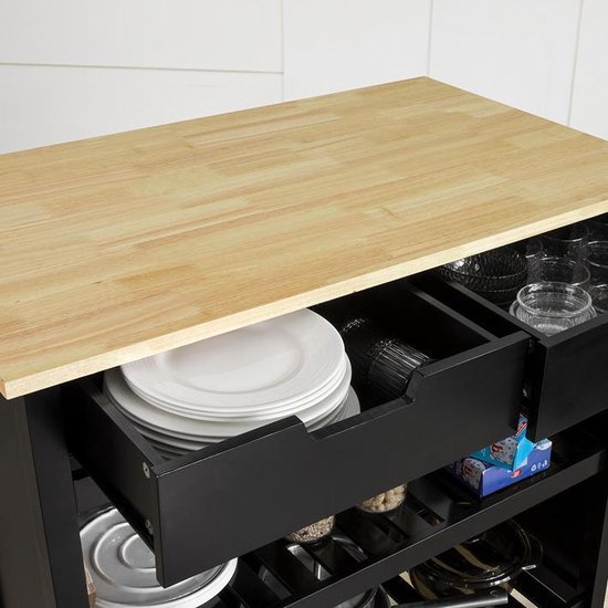 Veelzijdige Keukentrolley met Opbergruimte en Werkblad - Hout Wit – foto 6