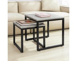 Set van 2 Salontafels - Industriële Bijzettafels - Grijs – foto 1