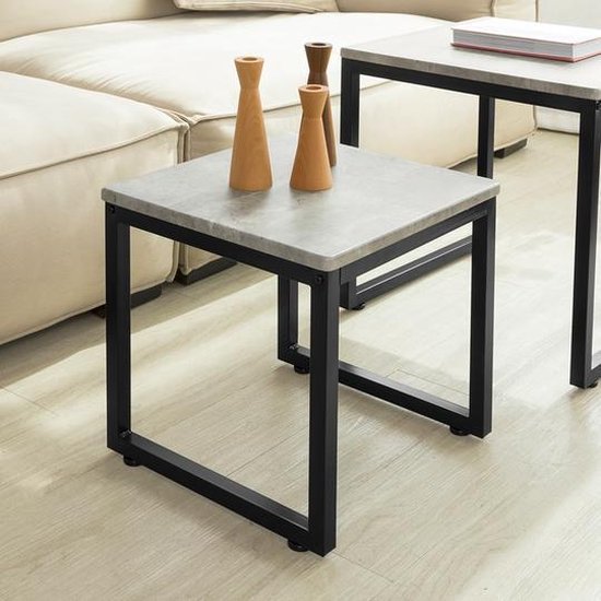 Set van 2 Salontafels - Industriële Bijzettafels - Grijs – foto 3