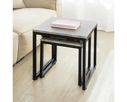Set van 2 Salontafels - Industriële Bijzettafels - Grijs – foto 6