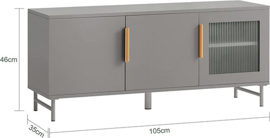 Stijlvolle Opbergkast met Verstelbare Planken en Metalen Poten - Grijs – foto 5