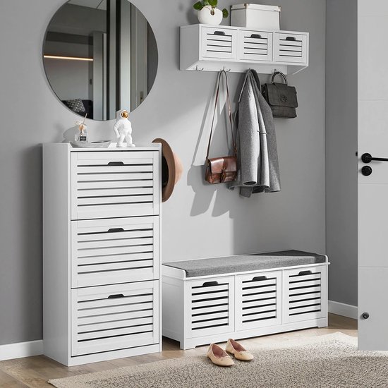 Elegante Schoenenkast met Extra Opbergruimte - Wit MDF 55x112x30cm – foto 1