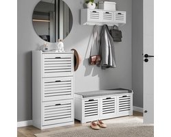 Elegante Schoenenkast met Extra Opbergruimte - Wit MDF 55x112x30cm – foto 2