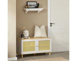 Schoenenbank met Opbergruimte en Verstelbare Planken - Beige/Wit – foto 6