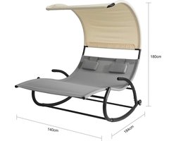 Luxe Buiten Ligbed met Verstelbare Luifel en Comfortkussens - Grijs – foto 6