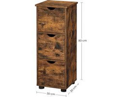 Smal Badkamerkastje met 3 Laden - Vintage Bruin Design – foto 2