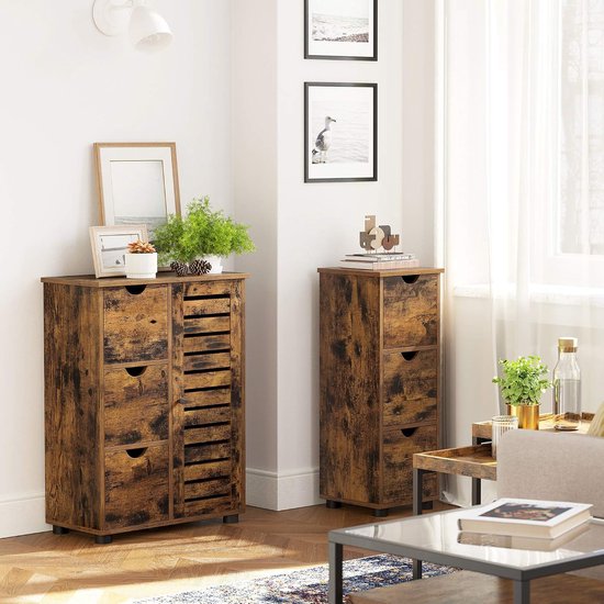 Smal Badkamerkastje met 3 Laden - Vintage Bruin Design – foto 3