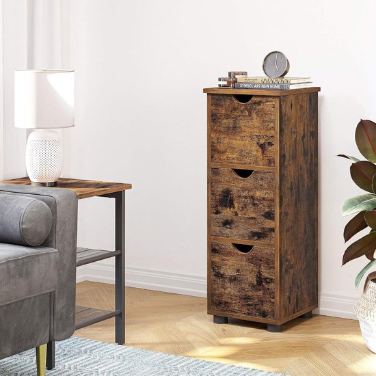 Smal Badkamerkastje met 3 Laden - Vintage Bruin Design – foto 5
