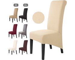 Luxe Stretch Stoelhoezen XL - Set van 6 Beige Eetkamerstoelhoezen – foto 2