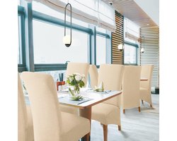 Luxe Stretch Stoelhoezen XL - Set van 6 Beige Eetkamerstoelhoezen – foto 4