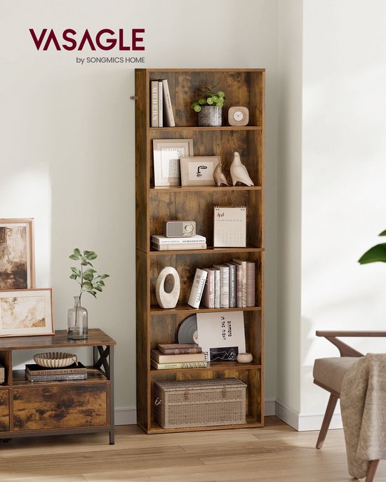 Elegant Hoog Displayrek - Spaanplaat Standplank - Vintage Bruin – foto 3