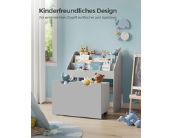 Grijze Kinderopbergkast met 3 Niveaus en Lade op Wielen – foto 6