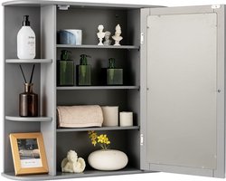 Multifunctionele Wandkast met Spiegel en Verstelbare Planken - Grijs – foto 5