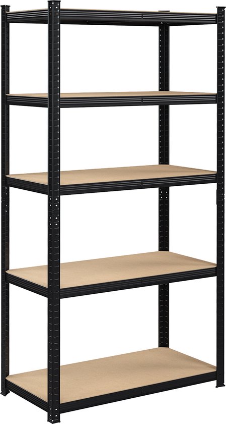 Veelzijdig Zwart Stellingrek voor Werkplaats en Opslag – 200x100x50 cm – foto 2