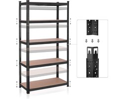 Veelzijdig Zwart Stellingrek voor Werkplaats en Opslag – 200x100x50 cm – foto 6