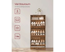Stijlvolle Schoenopbergkast met Drie Kantelvakken en Open Compartiment – foto 2