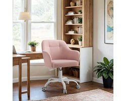 Ergonomische Roze Bureaustoel met Stijlvol Design en Comfortabele Stof – foto 1