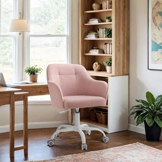 Ergonomische Roze Bureaustoel met Stijlvol Design en Comfortabele Stof – foto 2