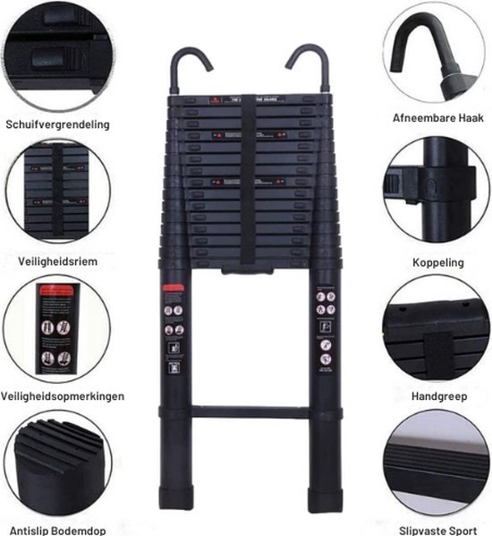 Telescopische Vouwladder met Soft Close en Afneembare Dakhaak - 6.2 Meter – foto 4