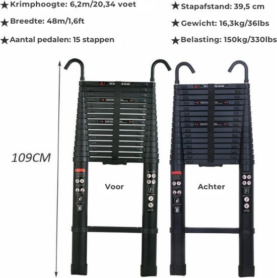 Telescopische Vouwladder met Soft Close en Afneembare Dakhaak - 6.2 Meter – foto 6