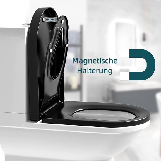 Gezinsvriendelijke D-vorm Toiletbril met Afneembare Kinderzitting en Softclose – foto 3