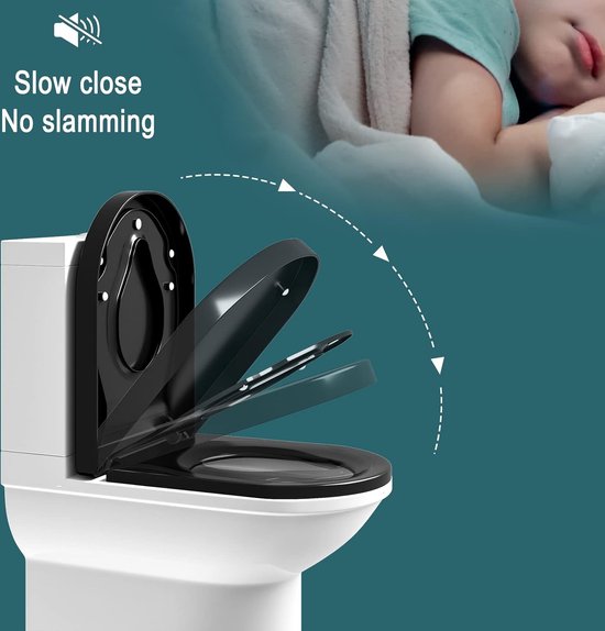 Gezinsvriendelijke D-vorm Toiletbril met Afneembare Kinderzitting en Softclose – foto 5