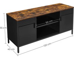 Elegant Tv-Meubel met Verstelbare Planken en Opbergruimte - Zwart/Bruin – foto 1