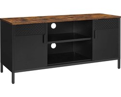 Elegant Tv-Meubel met Verstelbare Planken en Opbergruimte - Zwart/Bruin – foto 3