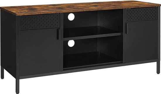 Elegant Tv-Meubel met Verstelbare Planken en Opbergruimte - Zwart/Bruin – foto 4