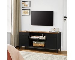 Elegant Tv-Meubel met Verstelbare Planken en Opbergruimte - Zwart/Bruin – foto 6