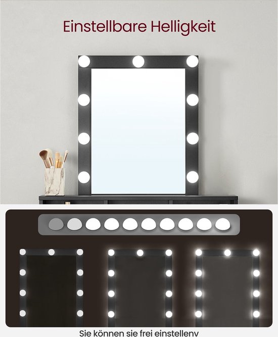 Luxe Make-uptafel met LED-Verlichting en Ruime Opbergruimte - 120 cm – foto 6