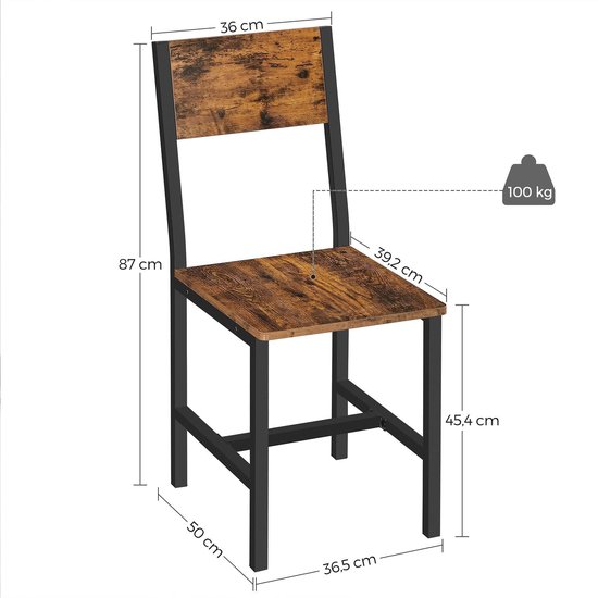 Set van 2 Eetkamerstoelen - Rustiek Bruin & Zwart Design – foto 1