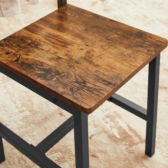 Set van 2 Eetkamerstoelen - Rustiek Bruin & Zwart Design – foto 6